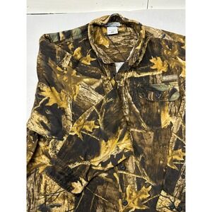 Columbia Timberwolf Camo Button Front‎ Long Sleeve Shirt Mens XL Hunting